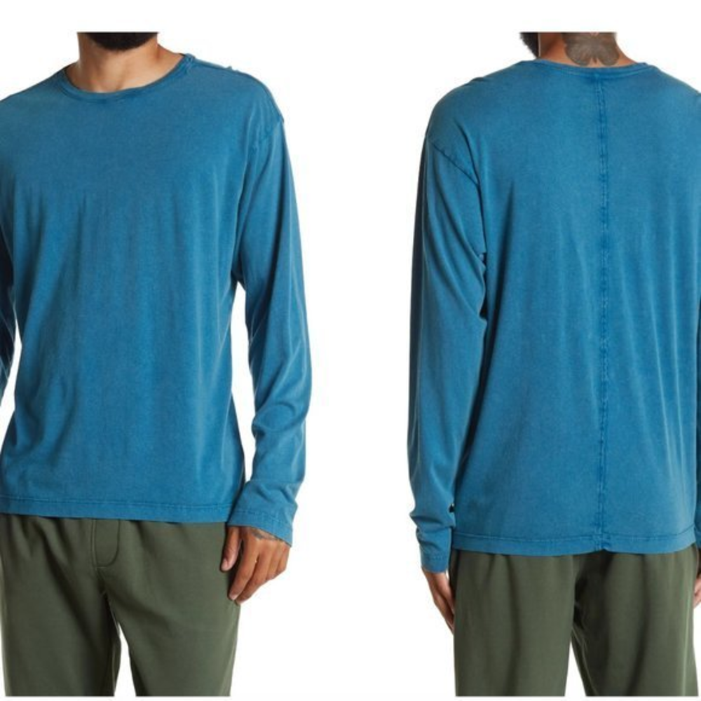 NWOT ZELLA‎ Teal Gloss Weekend LS Tee Washed (S)